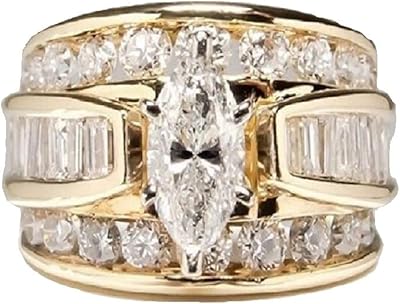 Hsitjxv ensemble d'alliances de mariage pour femmes, bagues de fiançailles en zircone cubique