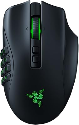 Souris de jeu sans fil razer naga pro avec coussinet latéral interchangeable, capteur
