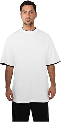 T-shirt long contrasté biklaidong pour hommes (lot de 1), taille unique