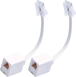 Adaptateur rj45 vers rj11, paquet de 2 pièces câble ethernet rj11 6p4c femelle
