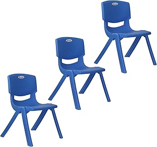 Chaise pour enfants scoop en plastique pour étude et école, couleur bleue, paquet