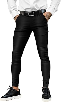 Pantalon gingito pour homme avec devant plat et coupe slim élastique en carreaux