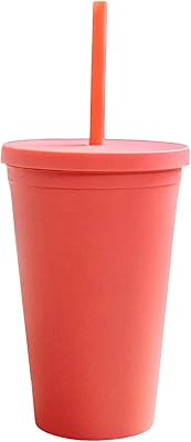 Gobelet thmin's avec paille, gobelets en acrylique coloré de 480 ml avec couvercles