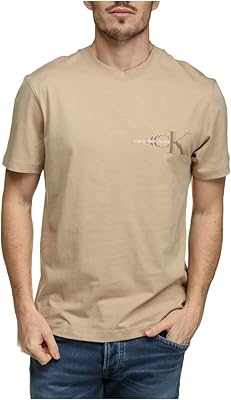 T-shirts en denim à imprimé logo flou calvin klein pour hommes s/s