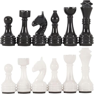 Grandes figurines d'échecs en marbre noir et blanc radicaln 32 au total