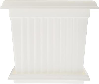 Pot de fleurs carré en plastique de 10 litres avec plateau, blanc, iffpxx112wh