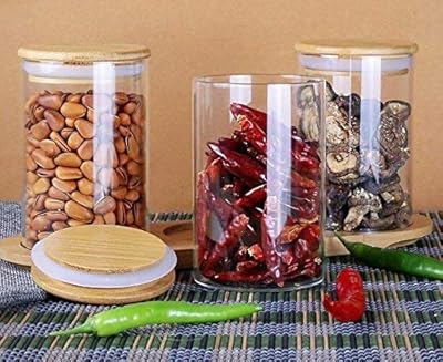 Récipient en verre en cristal 1000 ml 3 pièces transparent