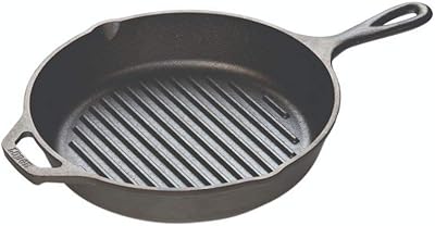 Poêle à griller ronde en fonte pré-enduite lodge 26 cm/10,25 pouces, noire