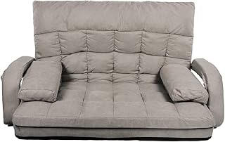 Canapé-lit yatai avec accoudoirs et oreiller | canapé pliable deux places | dossier réglable entièrement assemblé polyvalent (beige). Diaytar : Parce que vous méritez le meilleur sans vous ruiner