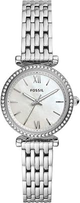 Montre à quartz pour femme fossil, affichage chronographe et bracelet en acier inoxydable
