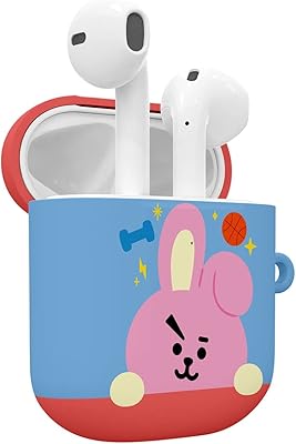 Étui de protection rigide au design officiel bt21 pour airpods avec porte-clés 1