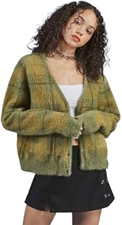 Harajuku pull femme col v cardigan bouton plaid vison rétro