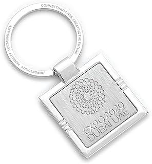Porte-clés carré en métal avec logo dubai expo 2020 (argent)