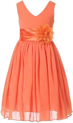 Robe de demoiselle d'honneur en mousseline à col en v pour bébé