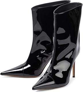 Bottines chelsea pointues à talon fin mi-mollet large pour femme