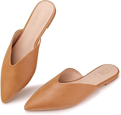 Mocassins à enfiler dos nu pour femmes, chaussures plates confortables à bout pointu