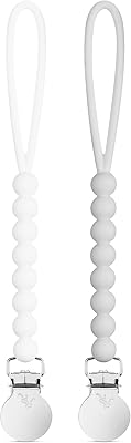 Ryan & rose cutie clip 2 pack - attache-sucette en silicone (judy-blanc/judy-gris)