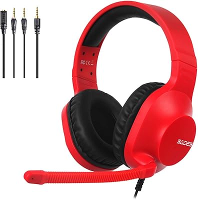 Casque de jeu filaire sades spirits, casque stéréo supra-auriculaire avec micro et contrôle