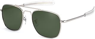 Lunettes de soleil aviateur polarisées pour hommes, style militaire carré de 55 mm