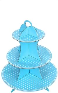 Support à cupcakes en carton à 3 niveaux amerteer - bleu à pois