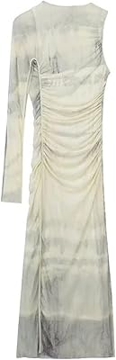 Hrtlss robe femme robe en tulle imprimée robe en maille à épaules dénudées