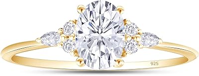 Bague de fiançailles pour femme en or 14 carats sur argent sterling