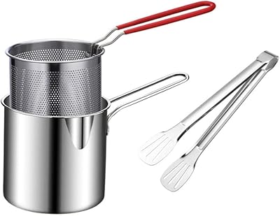 Panier à frites luxueux en acier inoxydable, marmite avec passoire, friteuse, pince à