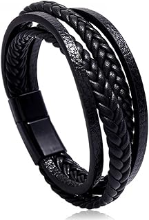 Bracelet en cuir de luxe pour hommes goodrun fermoir multicouche pour hommes bracelet