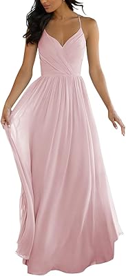 Robe longue de demoiselle d'honneur pour femme, robe trapèze longue en mousseline à