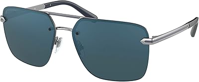 Lunettes de soleil rectangulaires en plastique bv 5054 103/w6 avec verres miroir bleus