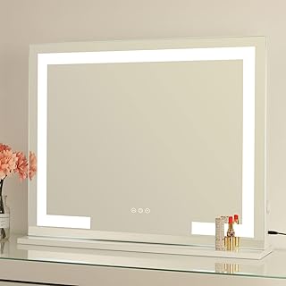 Amst grand miroir de maquillage éclairé hollywood avec bandes lumineuses led à intensité