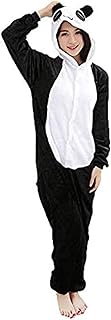 Ensemble pyjama une pièce en flanelle motif panda pour femme et homme, bleu