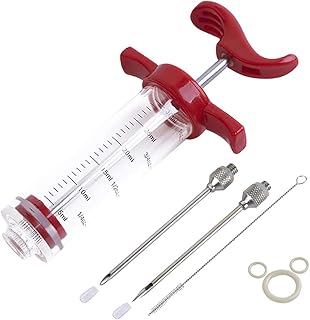 Injecteur de viande, seringue en plastique pour barbecue de 1 once, avec 2