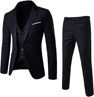 Htklcz costume noir pour homme 3 pièces costume d'affaires blazer de fête