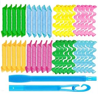 40pcs bigoudis vague et spirale sans chaleur deux styles avec 4pcs crochets