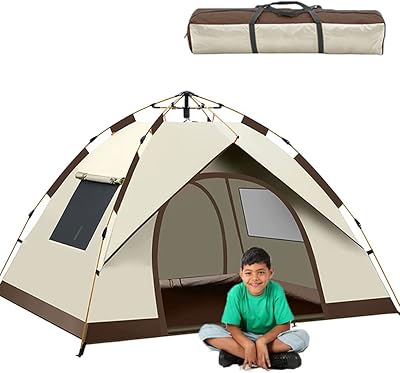 Lucky row tente pop-up de camping familiale pour 4 personnes, portable, imperméable, coupe-vent