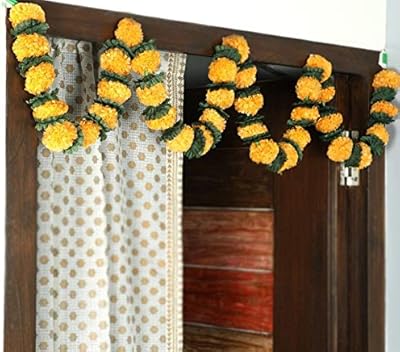 Ita souci jaune genda fowl flowers diwali toran porte suspendue pour diwali, accueil