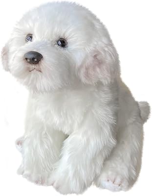 Une poupée de chien maltais en peluche réaliste, adaptée aux anniversaires d'enfants