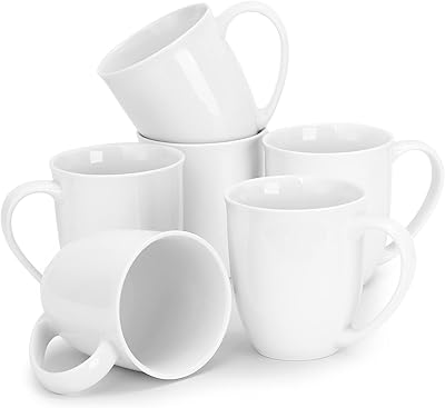 Ensemble de tasses à café blanches douan de 510 ml, lot de 6