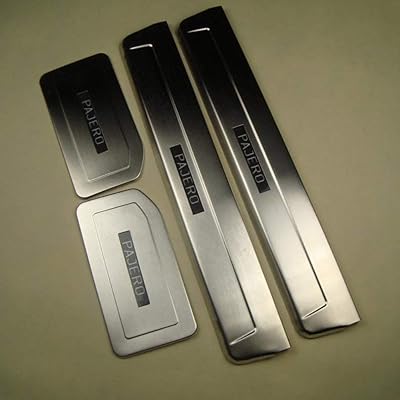 4 pièces en acier inoxydable led blu-ray seuil de porte couvre pour mitsubishi