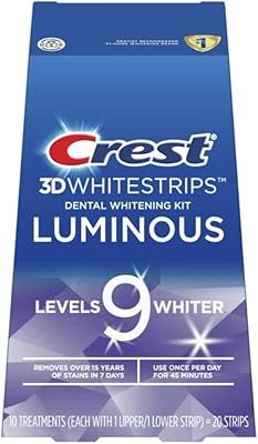 Kit de blanchiment des dents lumineux crest 3d white strips, 9 niveaux