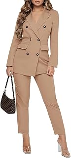 Ensemble blazer deux pièces à double boutonnage pour femme, tenue de soirée
