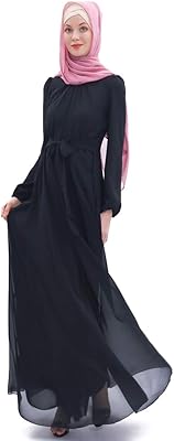 Caftan abaya en mousseline de soie pour femmes, robe musulmane à manches longues