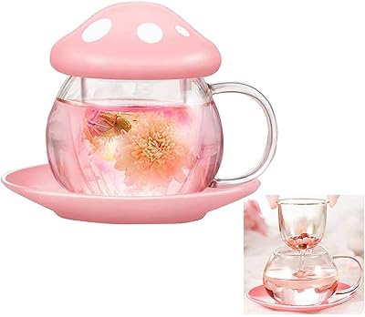 Tasse à thé mignonne en forme de champignon résistante la chaleur avec infuseur