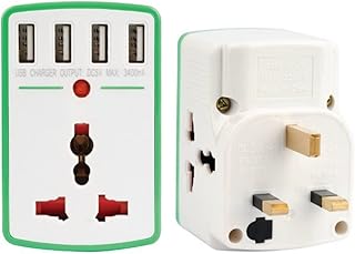 Adaptateur polyvalent bella 3 voies avec 4 prises usb 3,4 a, indicateur
