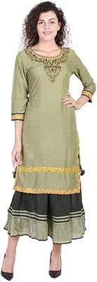 Vihaan impex tunique indienne longue en fausse soie double couche pour femme