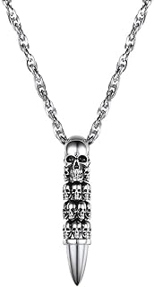 Colliers avec pendentif tête de mort pare-balles en acier inoxydable pour hommes, bijoux