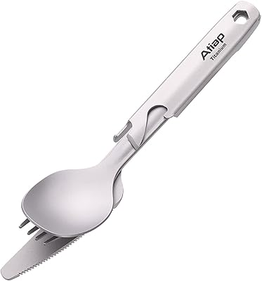 Ouvre-bouteille et fourchette en titane atep, ensemble de couverts 4 pièces pour le camping,