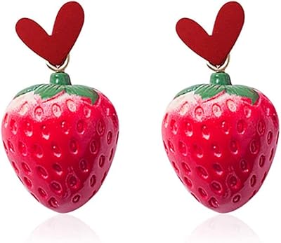 Boucles d'oreilles pendantes fraises pour femmes et filles, boucles d'oreilles pendantes rouges mignonnes