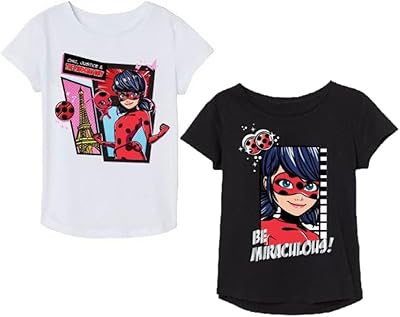 Miraculous ladybug pack de 2 t-shirt fille paillettes eté manches courtes produit officiel